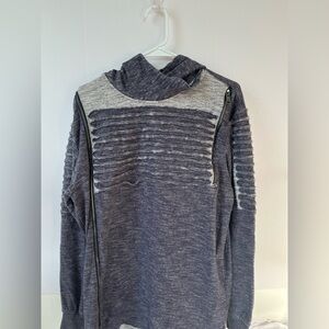 Men's Navy and Gray Zip-Up Sweater